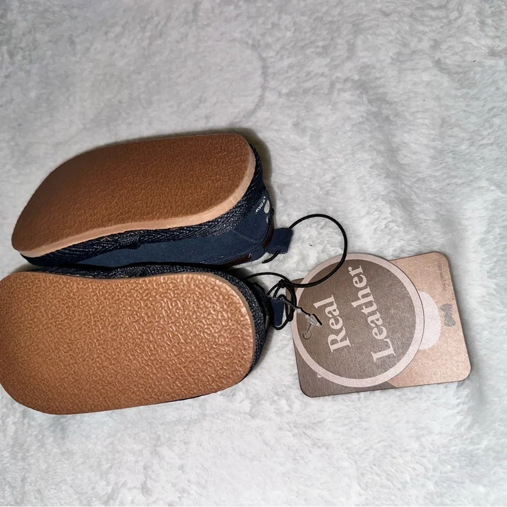 🆕NWT BearPaw Dark Blue Leather Moccasins for Babies